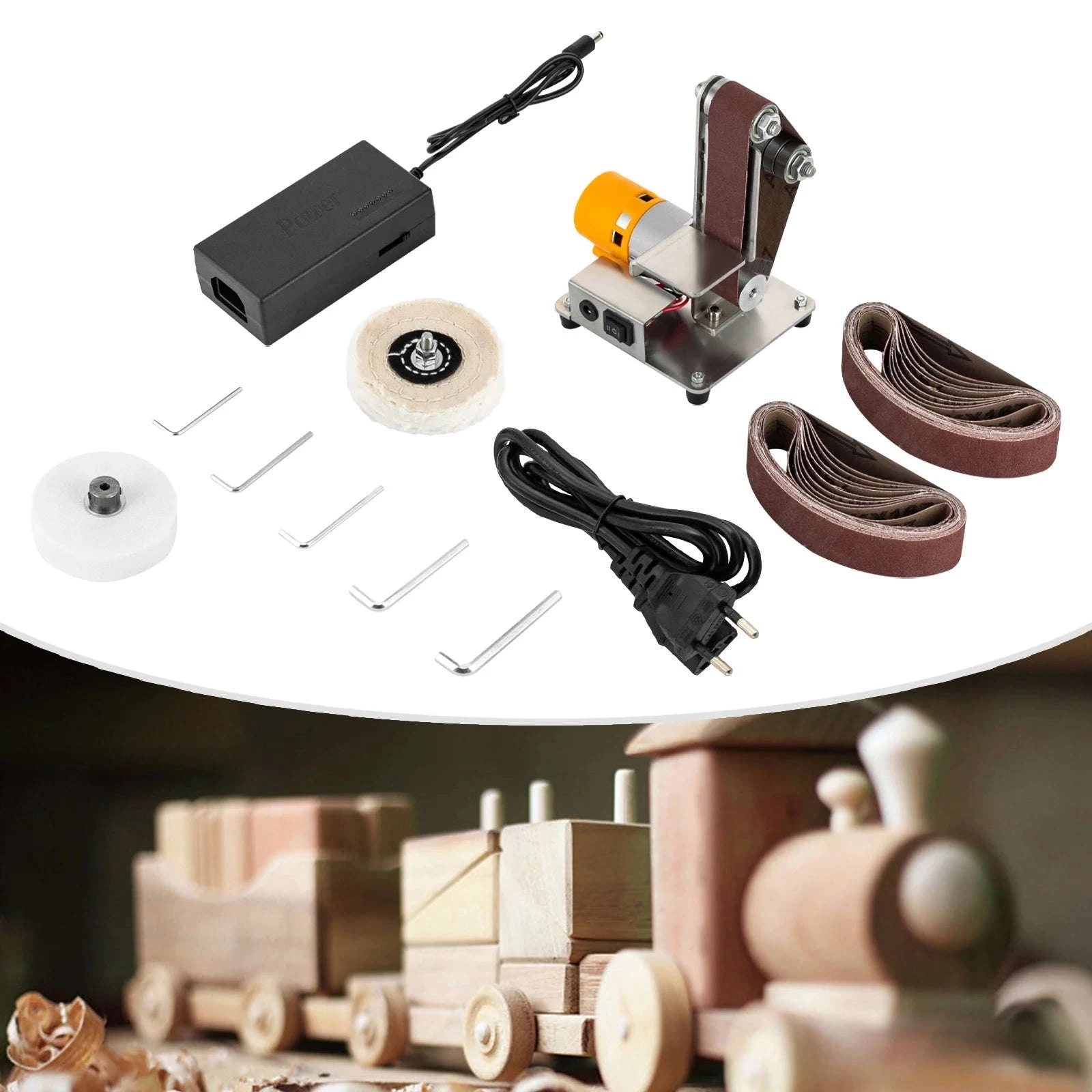 Mini Belt Sander with Adjustable Speed and Stainless Steel Body-Silver / GERMANY