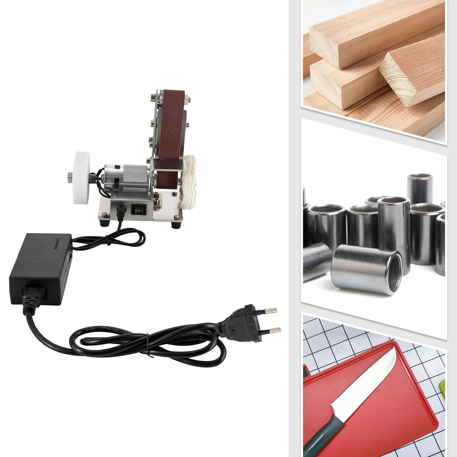 Mini Belt Sander with Adjustable Speed and Stainless Steel Body-Silver / GERMANY