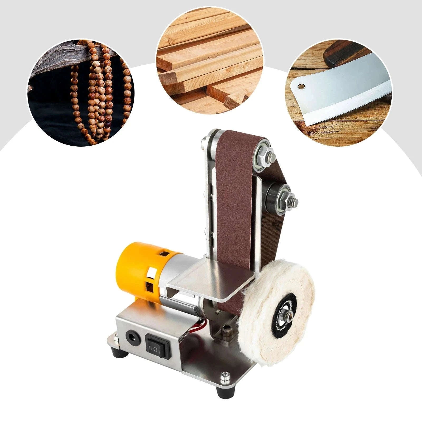 Mini Belt Sander with Adjustable Speed for Precise Craft Work-Silver / United States