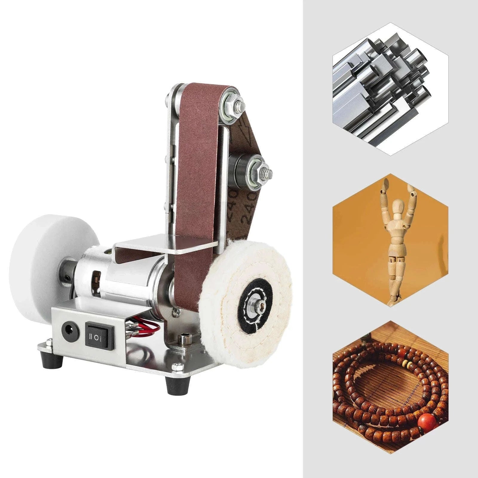Mini Belt Sander with Adjustable Speed for Precise Craft Work-Silver / United States
