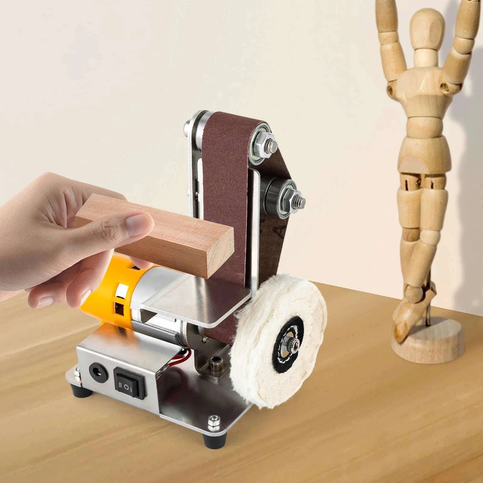 Mini Belt Sander with Adjustable Speed for Precise Craft Work-Silver / United States