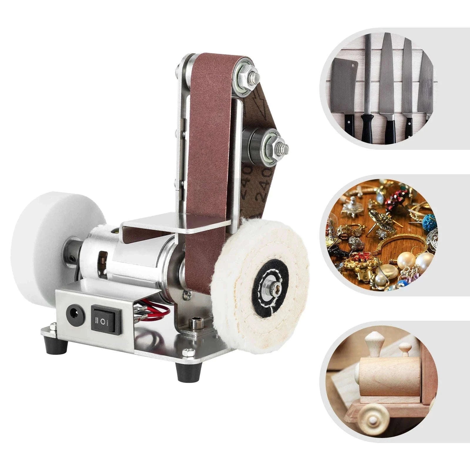 Mini Belt Sander with Adjustable Speed for Precise Craft Work-Silver / United States