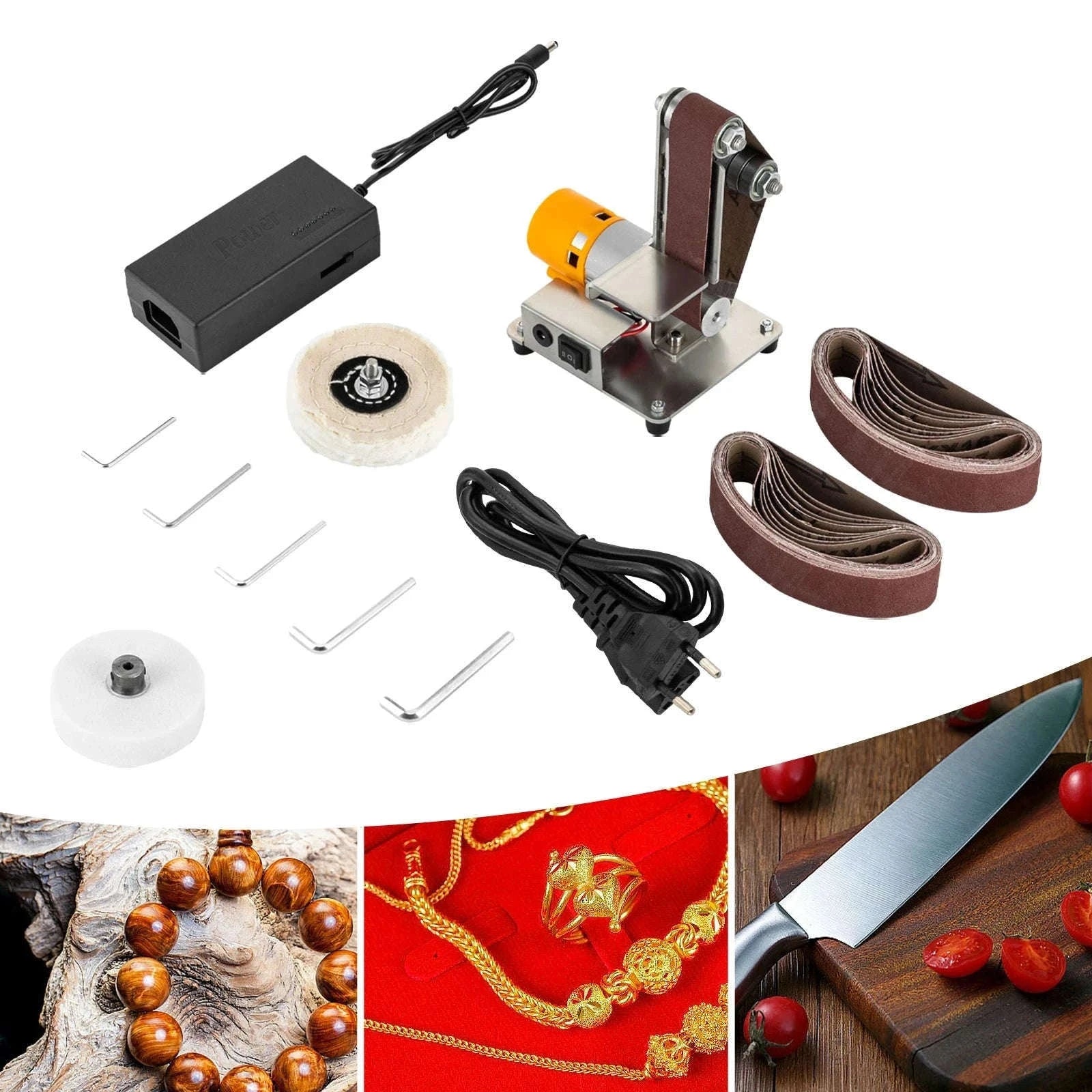 Mini Belt Sander with Adjustable Speed for Precise Craft Work-Silver / United States