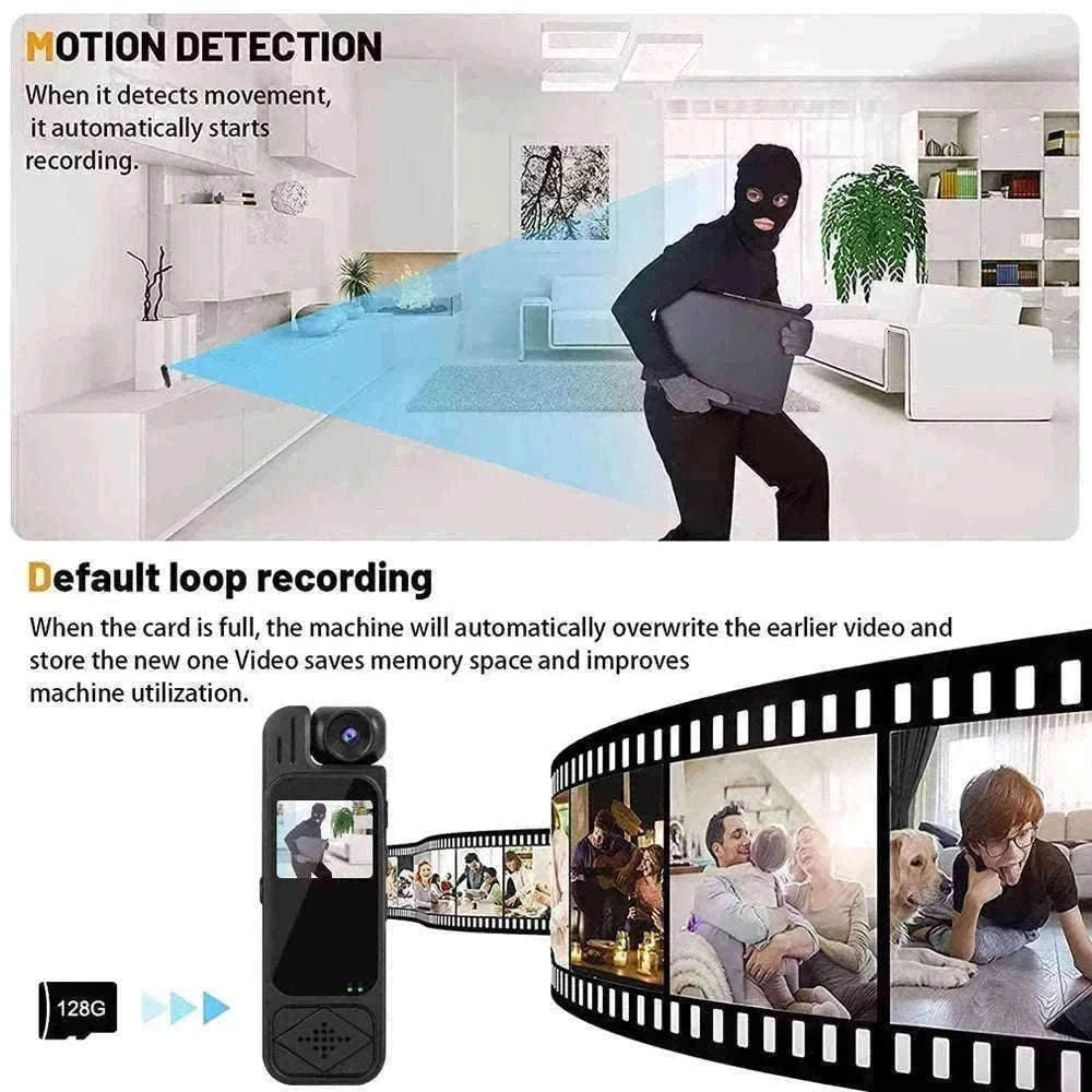 Mini Body Camera 1080P HD with Night Vision & 180° Lens-black / Without TF Card