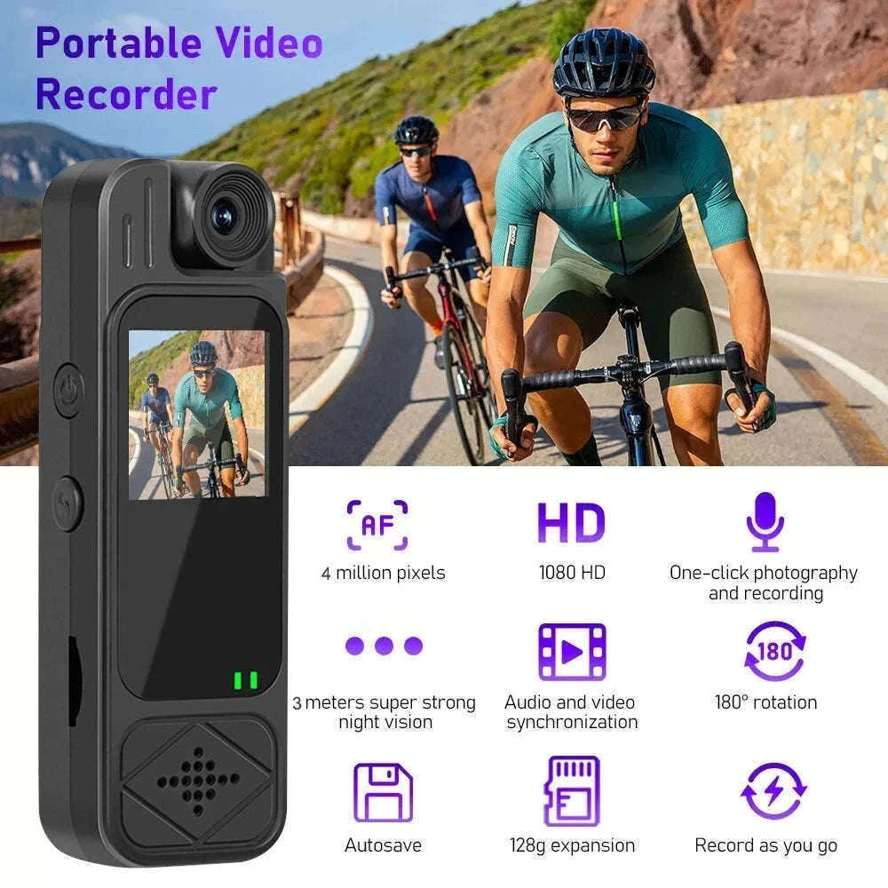 Mini Body Camera 1080P HD with Night Vision & 180° Lens-black / Without TF Card