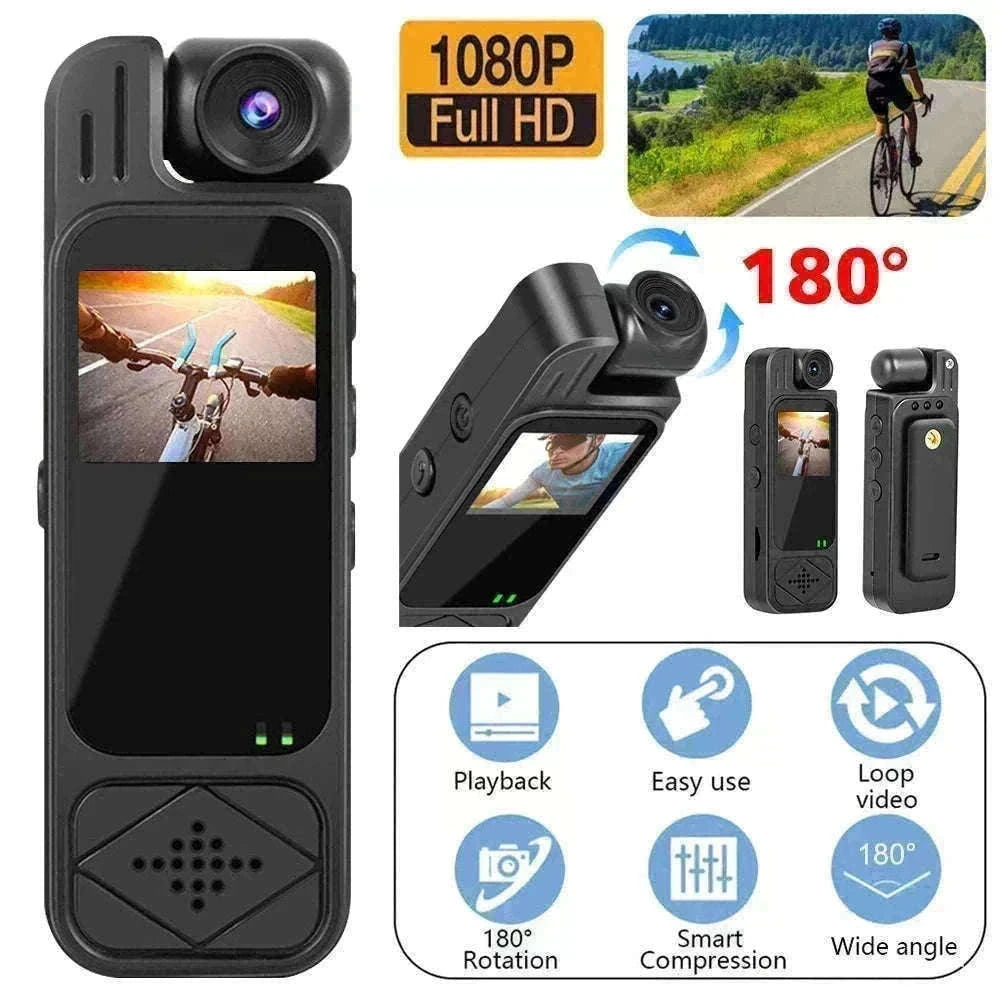 Mini Body Camera 1080P HD with Night Vision & 180° Lens-black / Without TF Card