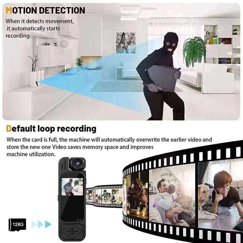 Mini Body Camera 1080P HD with Night Vision & 180° Lens-black / Without TF Card