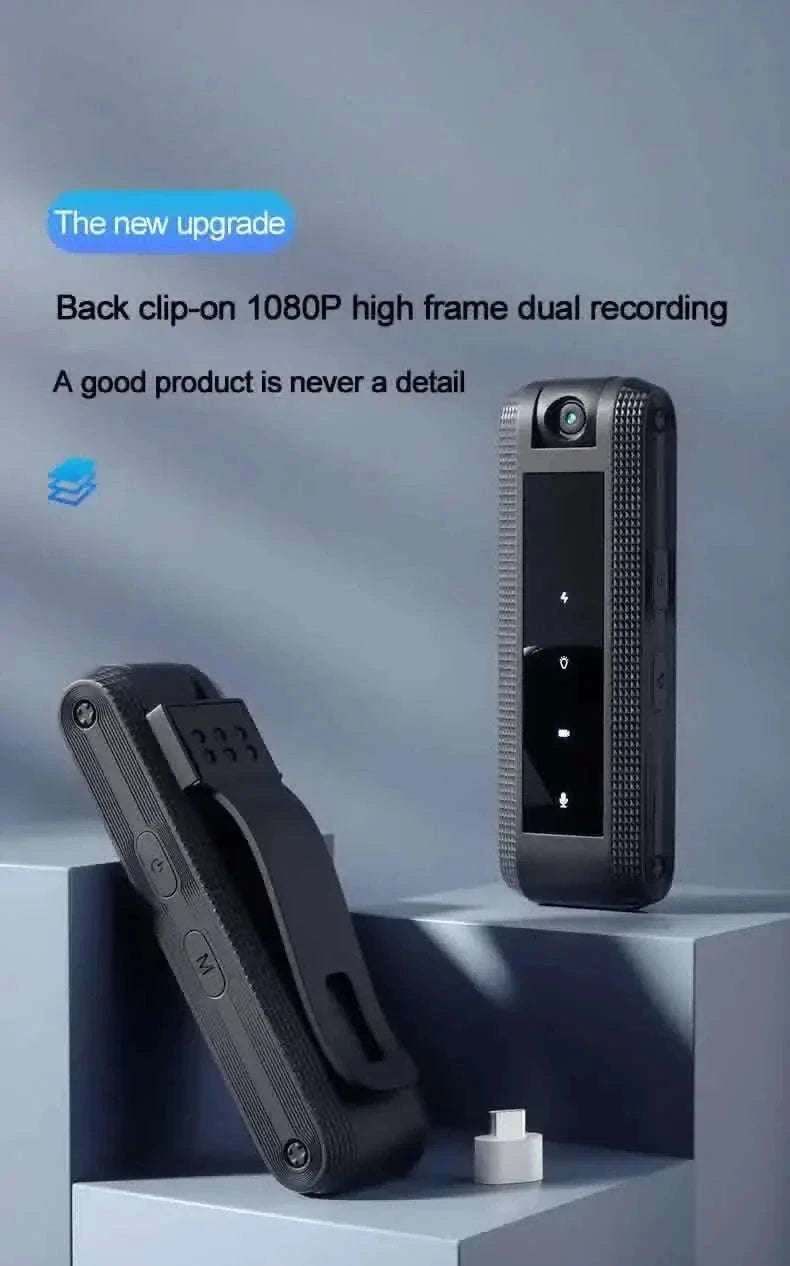 Mini Body Camera 1080P HD with Night Vision & 180° Rotating Lens-Black