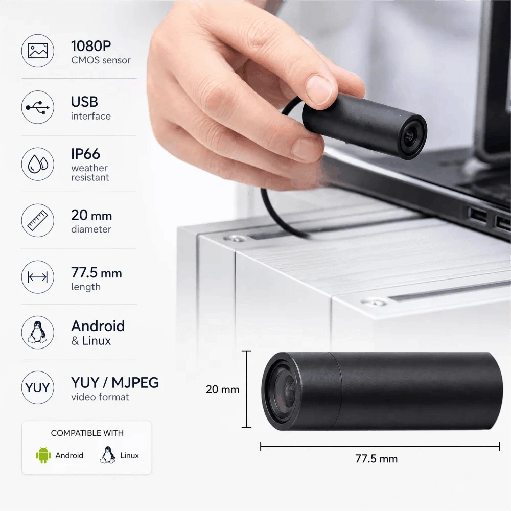 Mini Bullet Camera 1080P 30fps USB Type-C Drive-Free-usb 2.0 / 3.6mm