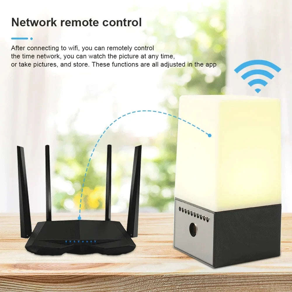 Mini Camera Light WiFi Security LED Desk Lamp with Night Vision-Black / only camera