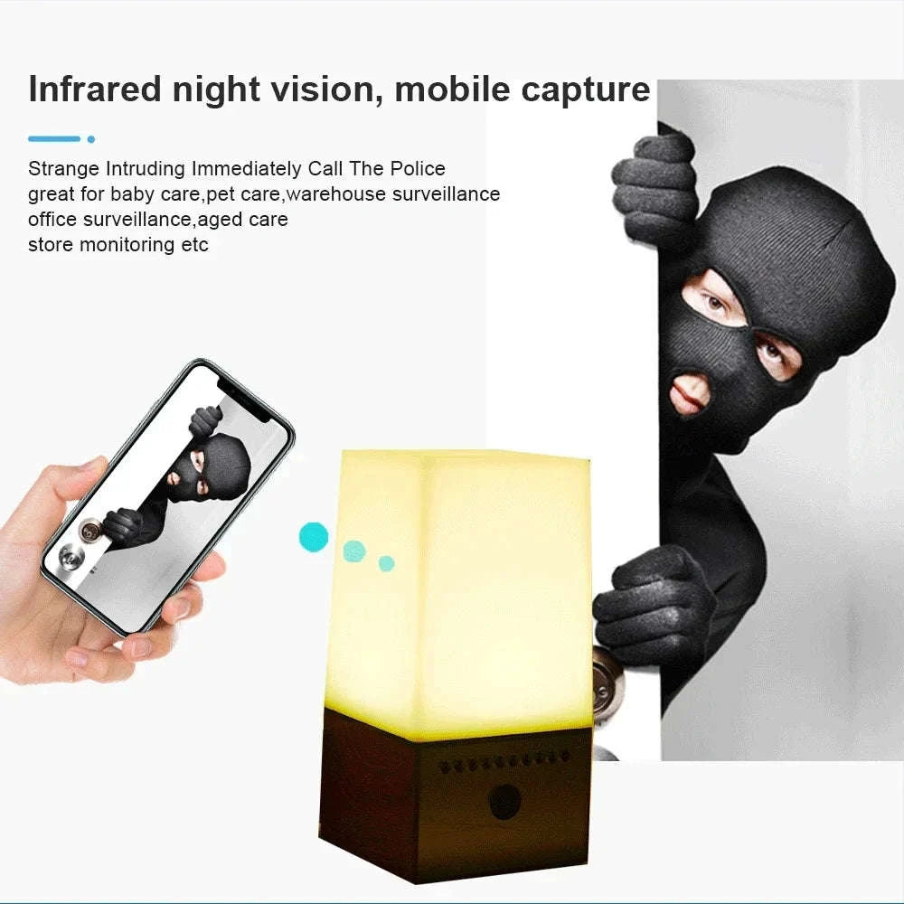 Mini Camera Light WiFi Security LED Desk Lamp with Night Vision-Black / only camera
