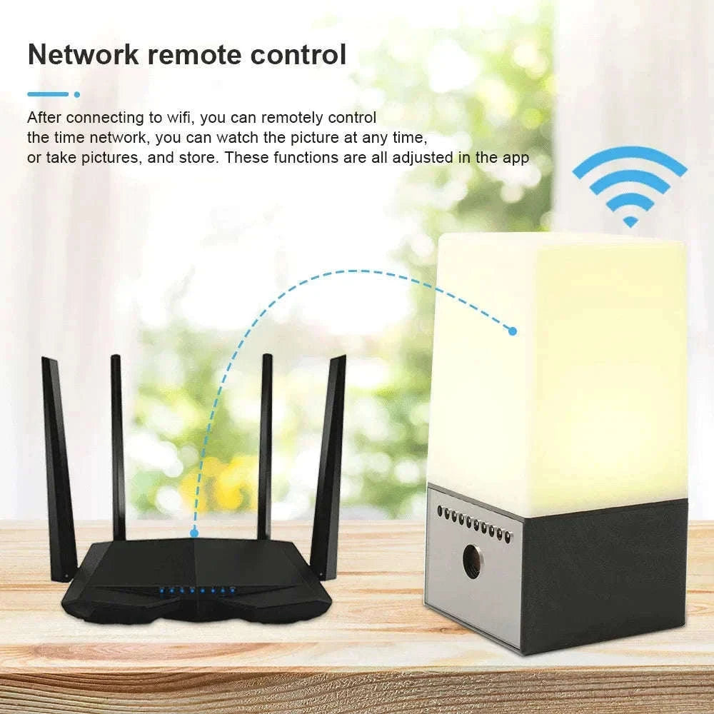 Mini Camera Light WiFi Security LED Desk Lamp with Night Vision-Black / only camera