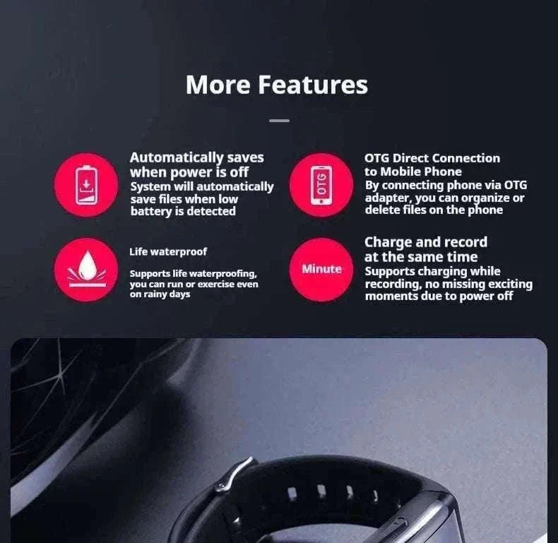Mini Camera Wristwatch 1080P HD with 4GB Memory Discreet Design-black / 8GB / China Mainland