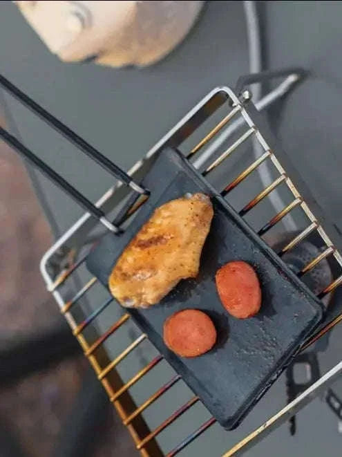 Mini Camping Frying Pan Portable Outdoor Grill Pan-Black