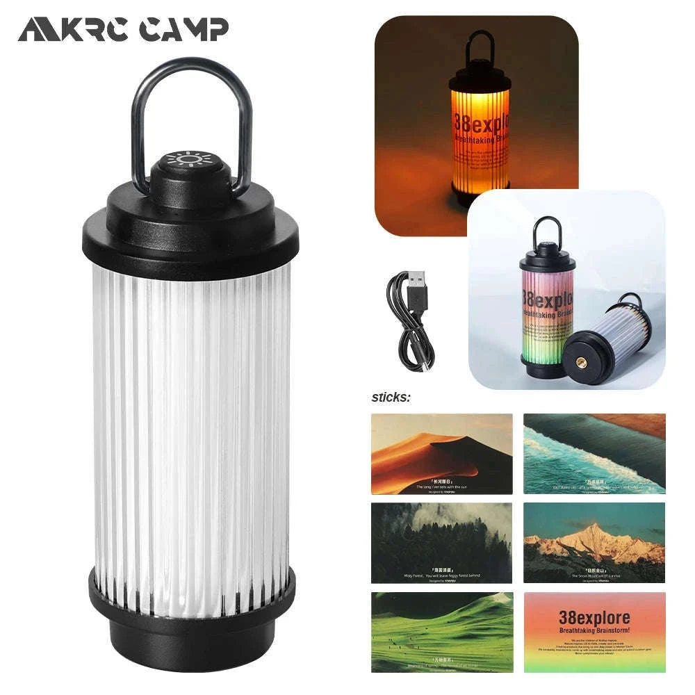 Mini Camping Lamp USB Rechargeable Tent Lantern 2000mAh-Transparent