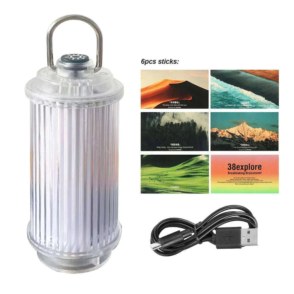 Mini Camping Lamp USB Rechargeable Tent Lantern 2000mAh-Transparent