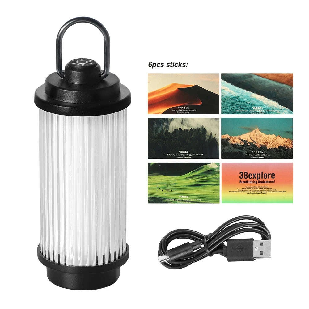 Mini Camping Lamp USB Rechargeable Tent Lantern 2000mAh-Transparent