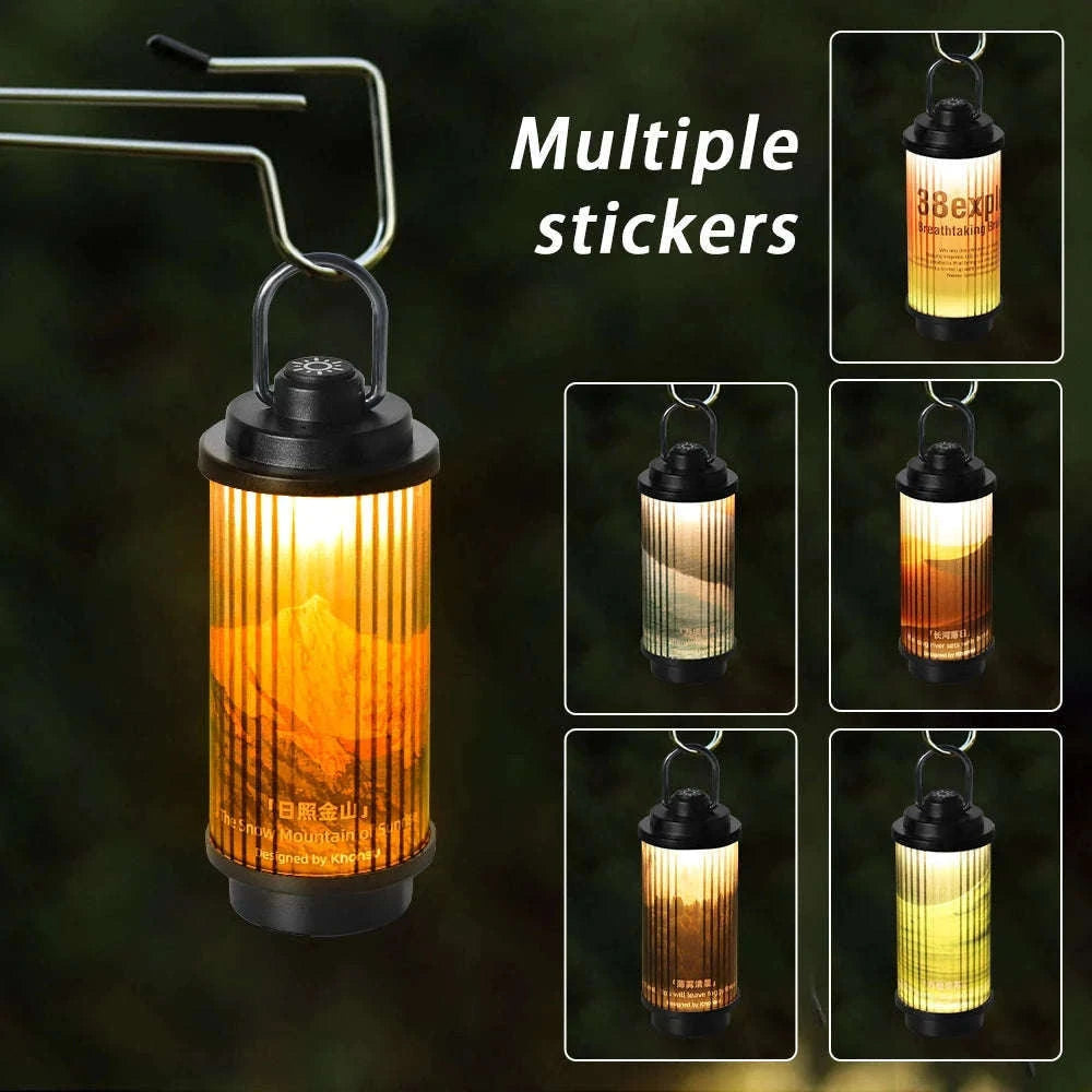 Mini Camping Lamp USB Rechargeable Tent Lantern 2000mAh-Transparent