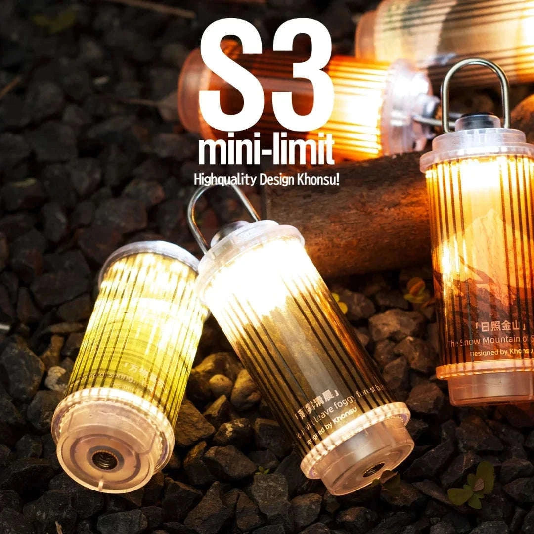 Mini Camping Lamp USB Rechargeable Tent Lantern 2000mAh-Transparent