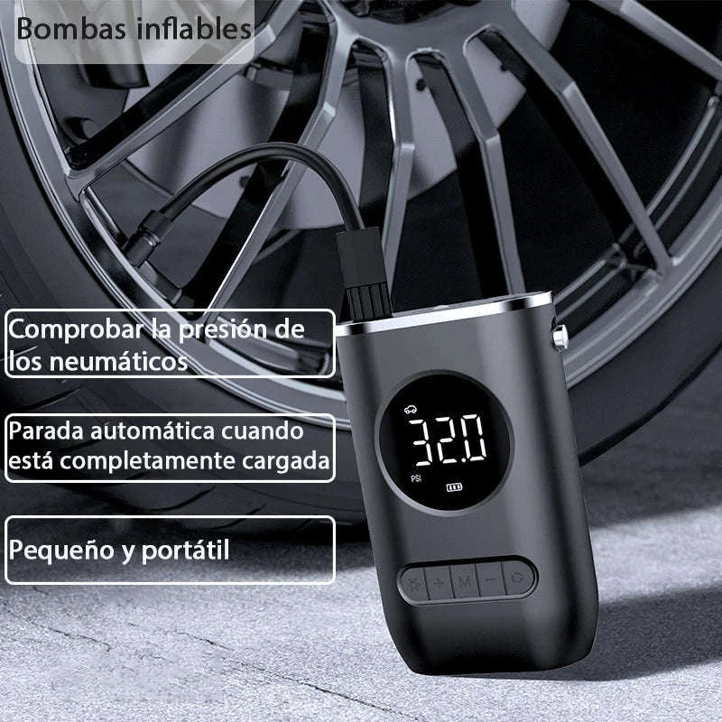 Mini Car Electric Air Pump Portable Wireless Tire Inflator-Wireless Charging / Battery Powered / spain