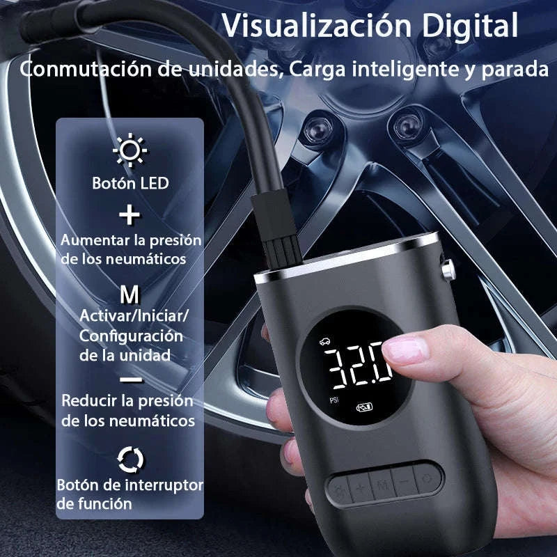 Mini Car Electric Air Pump Portable Wireless Tire Inflator-Wireless Charging / Battery Powered / spain