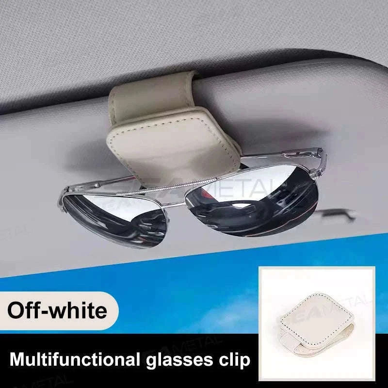 Mini Car Glasses Holder Magnetic Sun Visor Clip-WHITE
