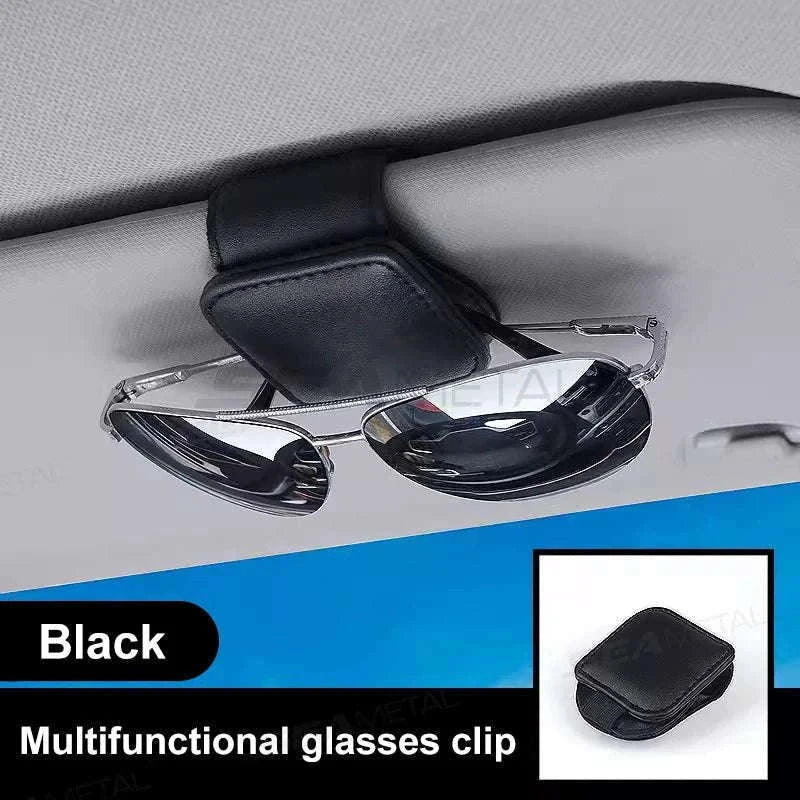 Mini Car Glasses Holder Magnetic Sun Visor Clip-WHITE