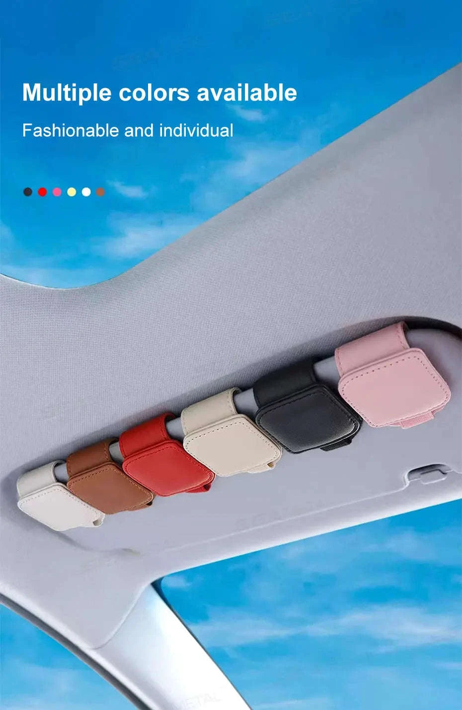 Mini Car Glasses Holder Magnetic Sun Visor Clip-WHITE