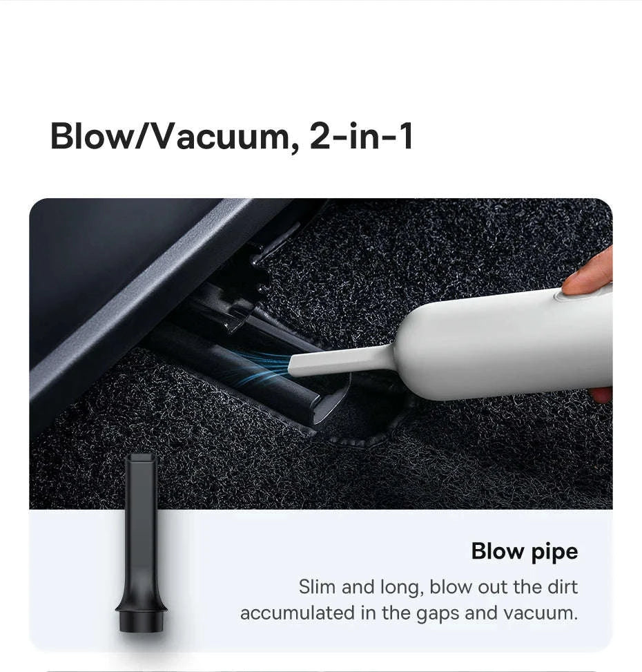 Mini Car Vacuum Cleaner 6000Pa Handheld 2-in-1 Vacuum & Blower-Black