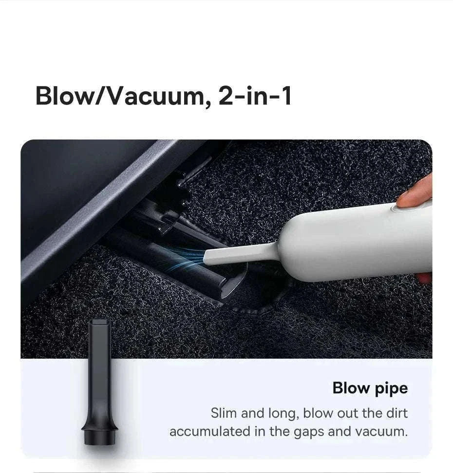 Mini Car Vacuum Cleaner 6000Pa Handheld 2-in-1 Vacuum & Blower-Black