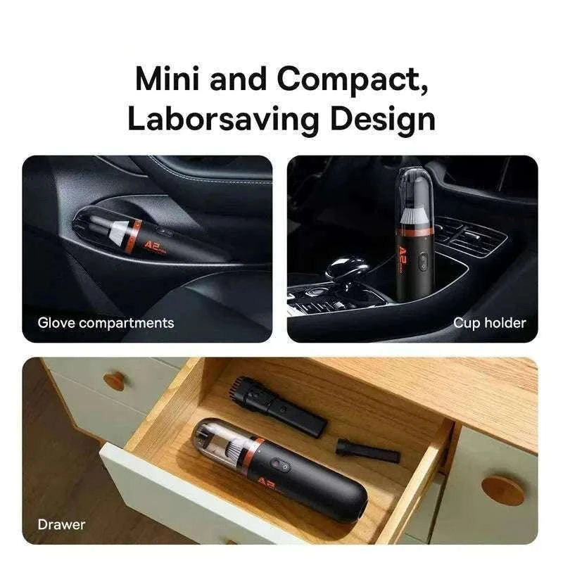 Mini Car Vacuum Cleaner 6000Pa Handheld 2-in-1 Vacuum & Blower-Black