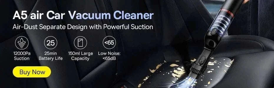 Mini Car Vacuum Cleaner 6000Pa Handheld 2-in-1 Vacuum & Blower-Black