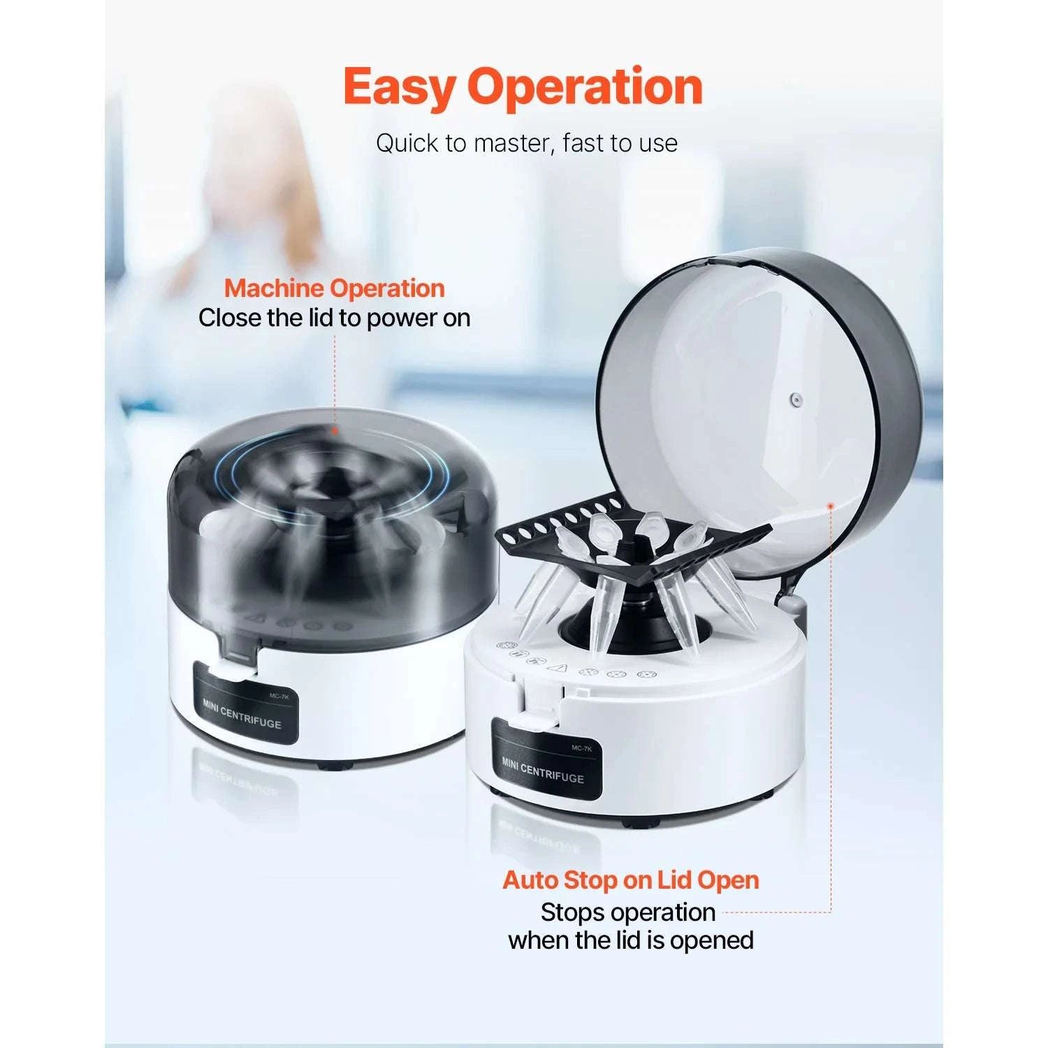 Mini Centrifuge 7000rpm 3013xg with 2-in-1 Rotor for Lab Tubes-2ml 110V / United States