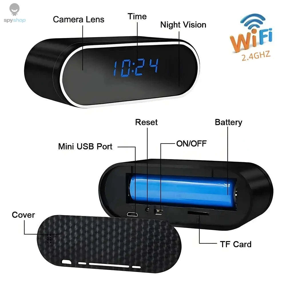 Mini Clock Camera – WiFi 1080P Hidden Surveillance with Night Vision-WiFi Clock Camera / Camera with 16G / CN