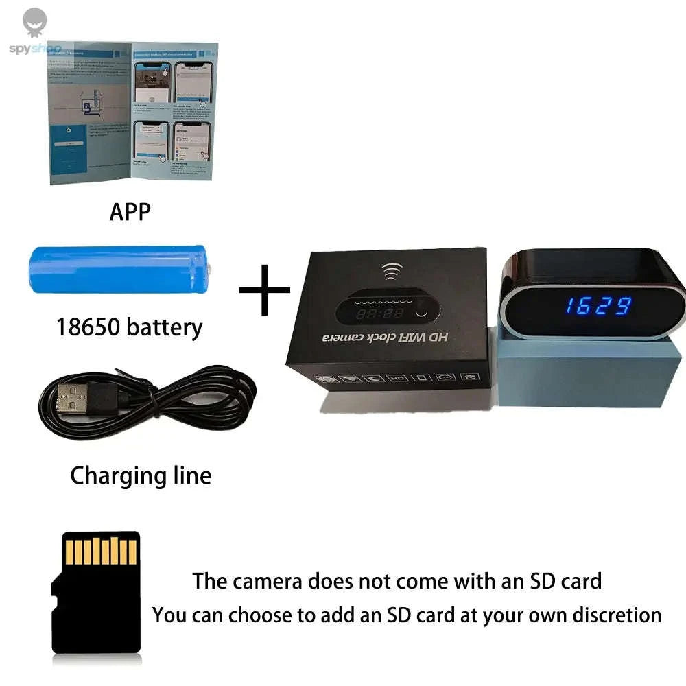 Mini Clock Camera – WiFi 1080P Hidden Surveillance with Night Vision-WiFi Clock Camera / Camera with 16G / CN