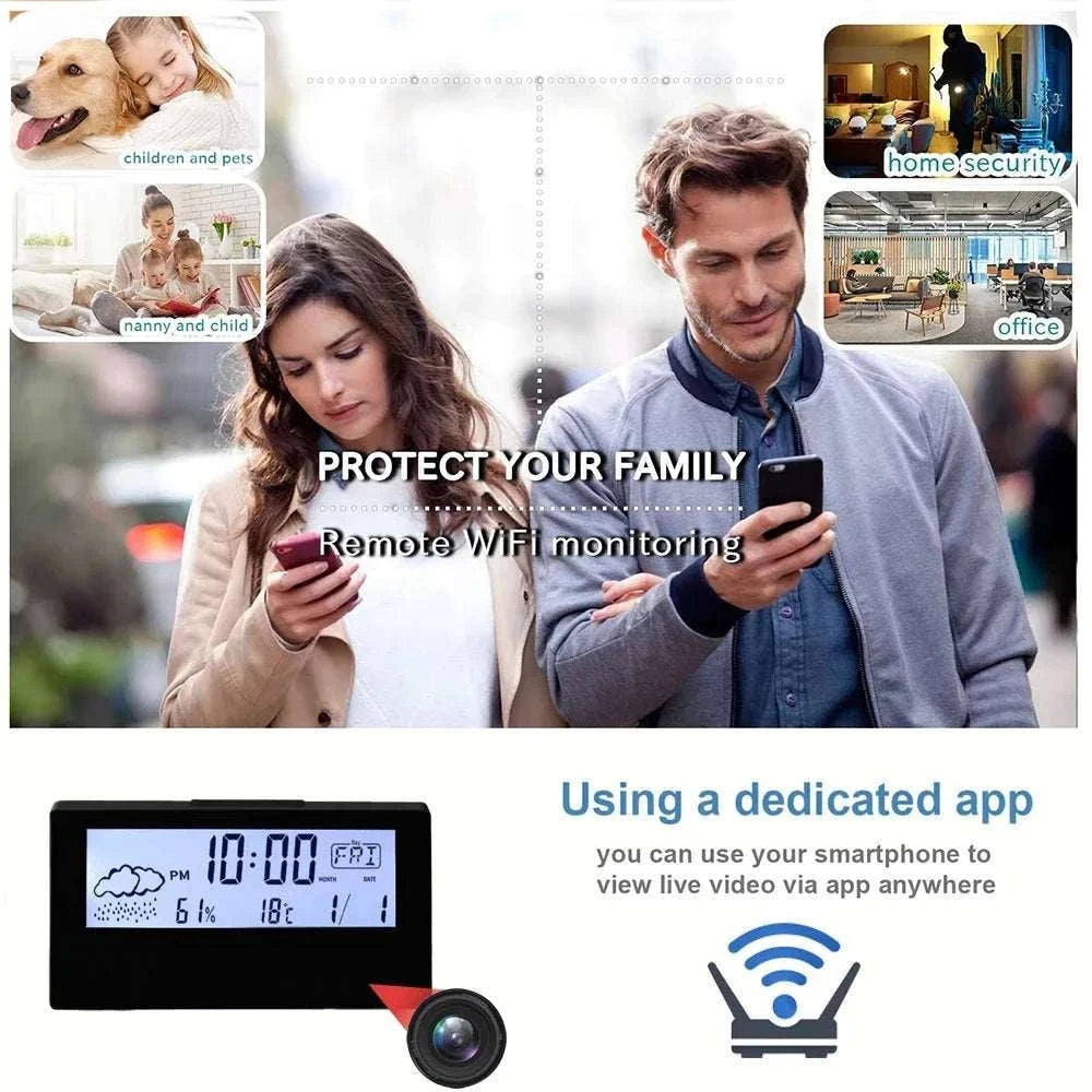 Mini Clock Camera with WiFi Remote View & Motion Detection-Clock camera / Add 128GB SD card / China Mainland