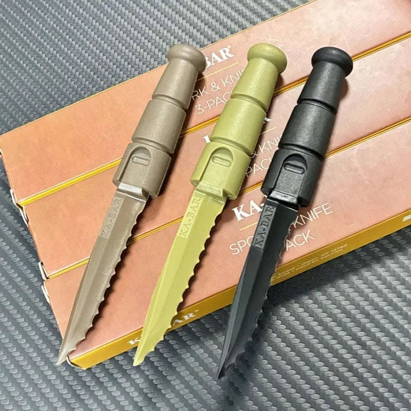 Mini Cutlery Set Foldable Fork Spoon Knife Combo-United States / Dark Khaki