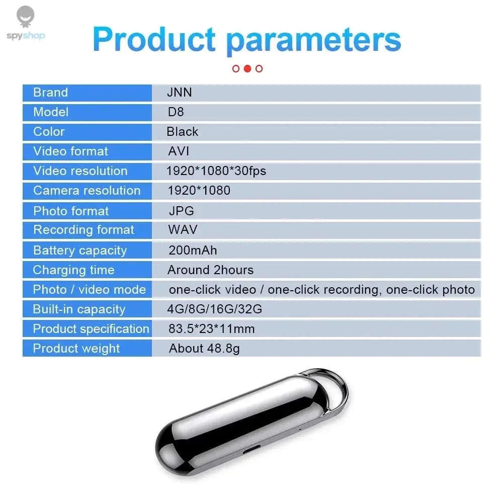 Mini Digital Recorder – 1080P Video, Clear Audio, Discreet Wearable Design-128GB