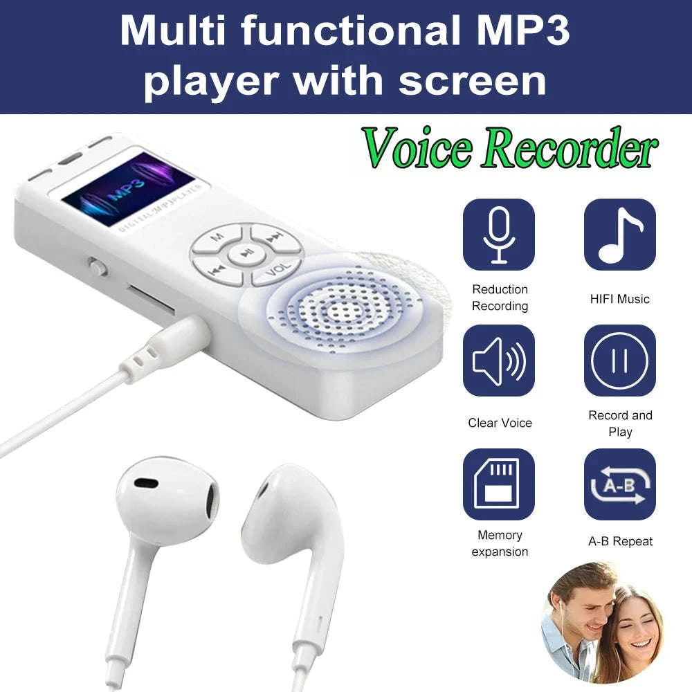 Mini Digital Voice Recorder with MP3 & FM Functions-WHITE