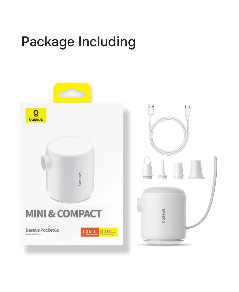 Mini Electric Air Pump Portable Inflator for Mattresses & Pool Gear-White