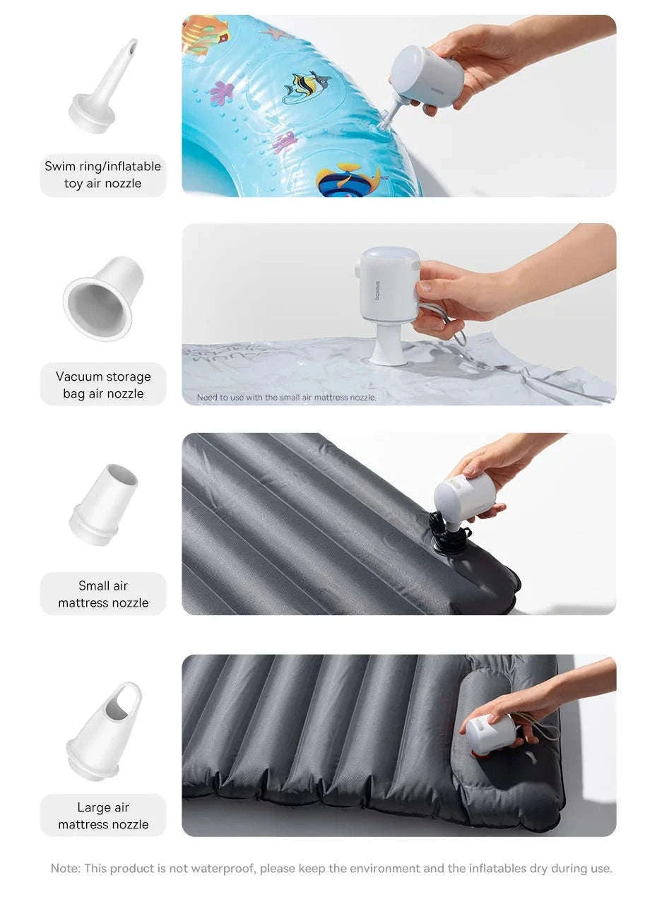 Mini Electric Air Pump Portable Inflator for Mattresses & Pool Gear-White