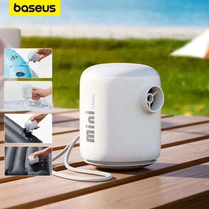 Mini Electric Air Pump Portable Inflator for Mattresses & Pool Gear-White