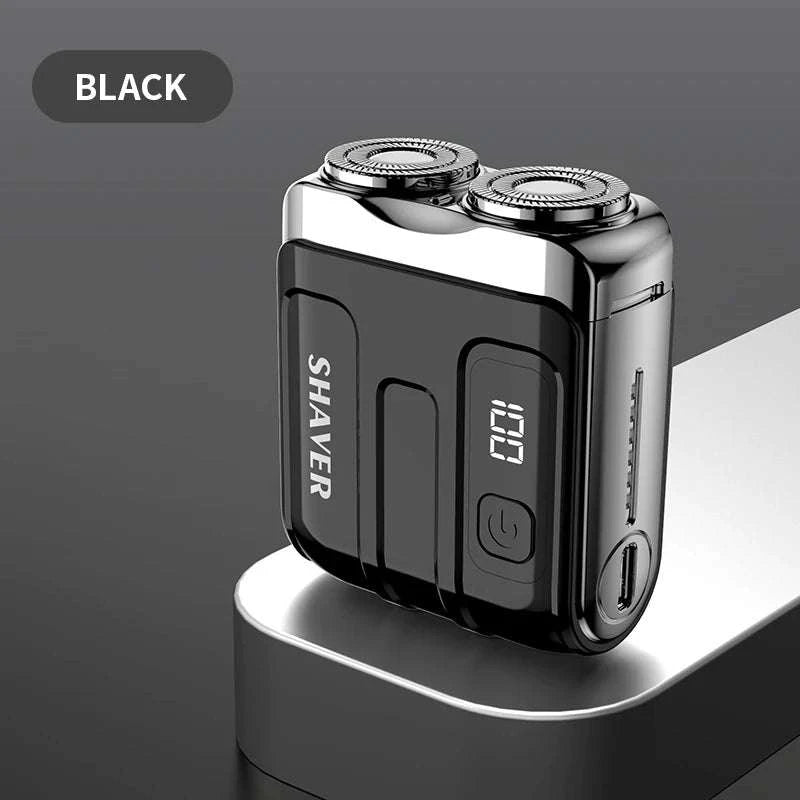 Mini Electric Shaver with Dual Blades & Digital Display-blue and blade / China Mainland
