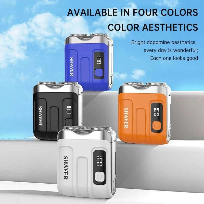 Mini Electric Shaver with Dual Blades & Digital Display-blue and blade / China Mainland