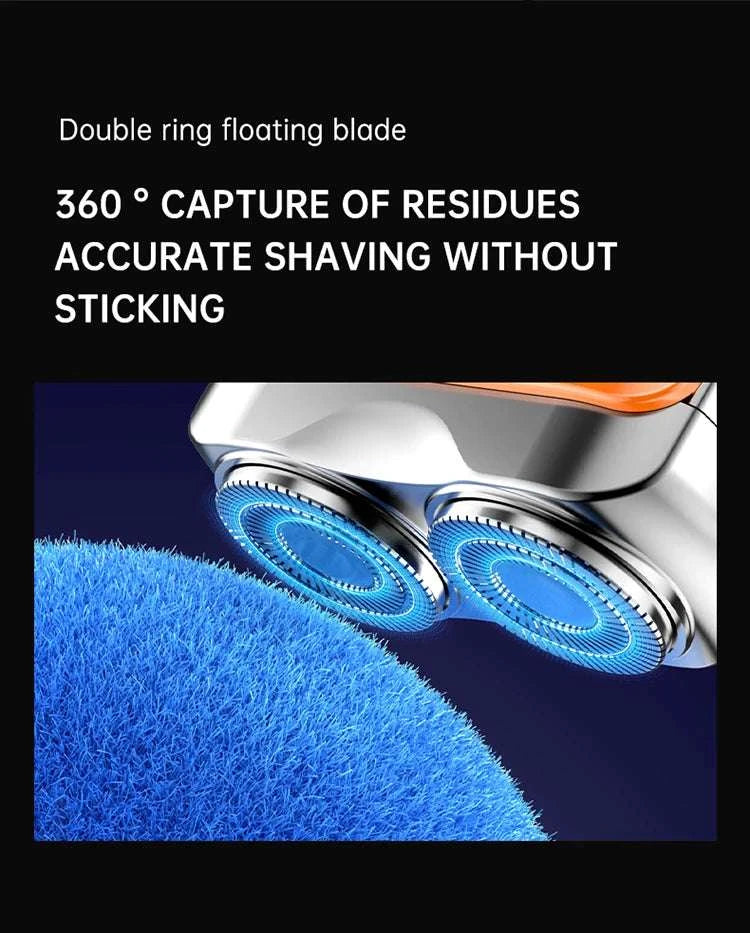 Mini Electric Shaver with Dual Blades & Digital Display-blue and blade / China Mainland