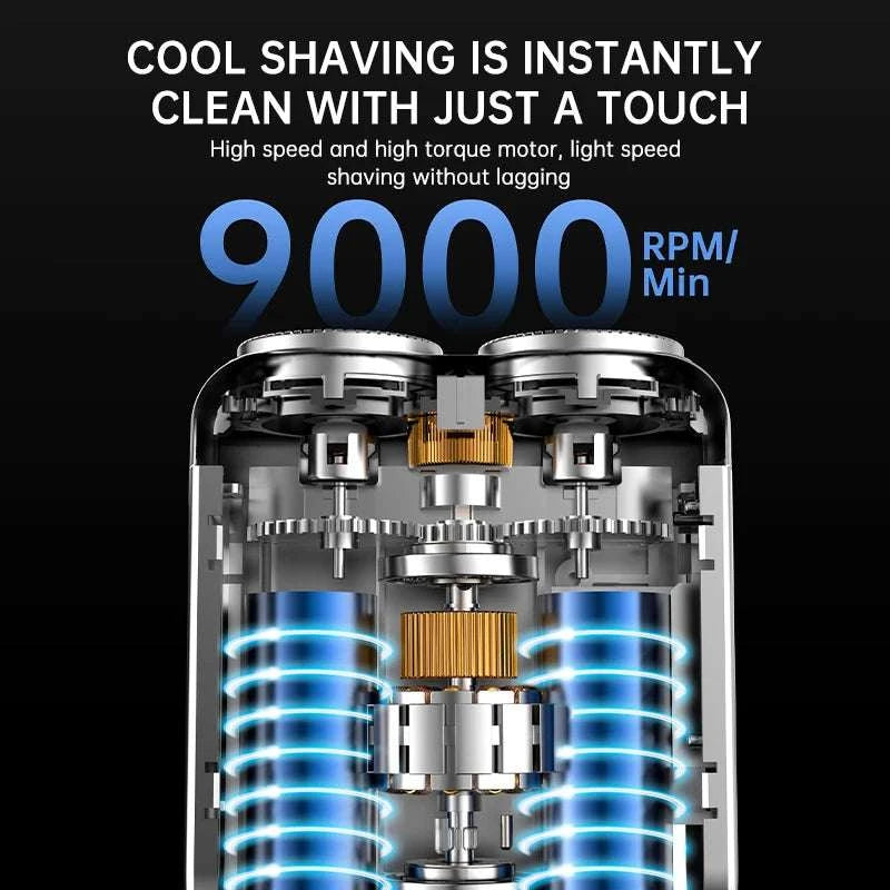 Mini Electric Shaver with Dual Blades & Digital Display-blue and blade / China Mainland