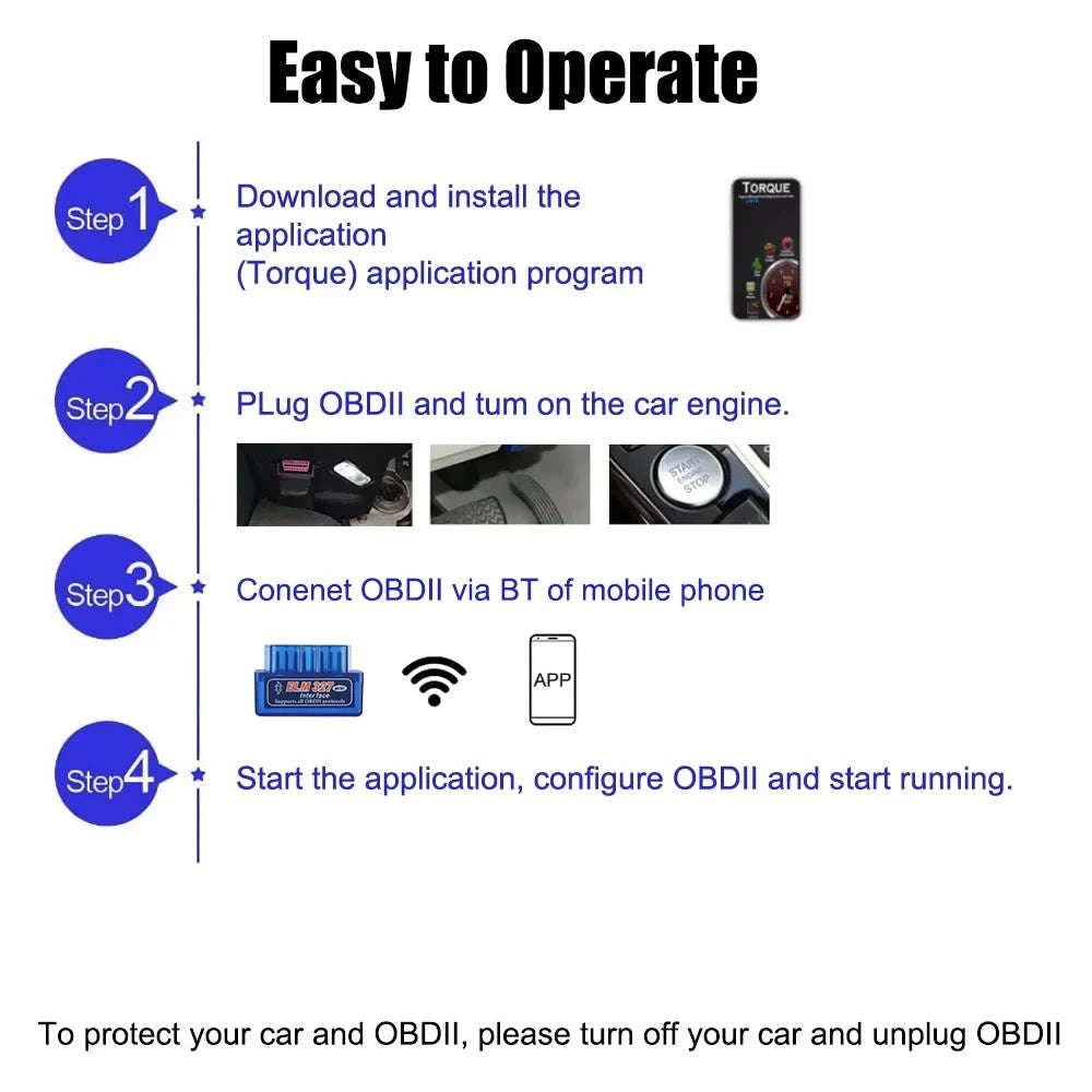 Mini ELM327 Bluetooth OBD2 Scanner-Blue