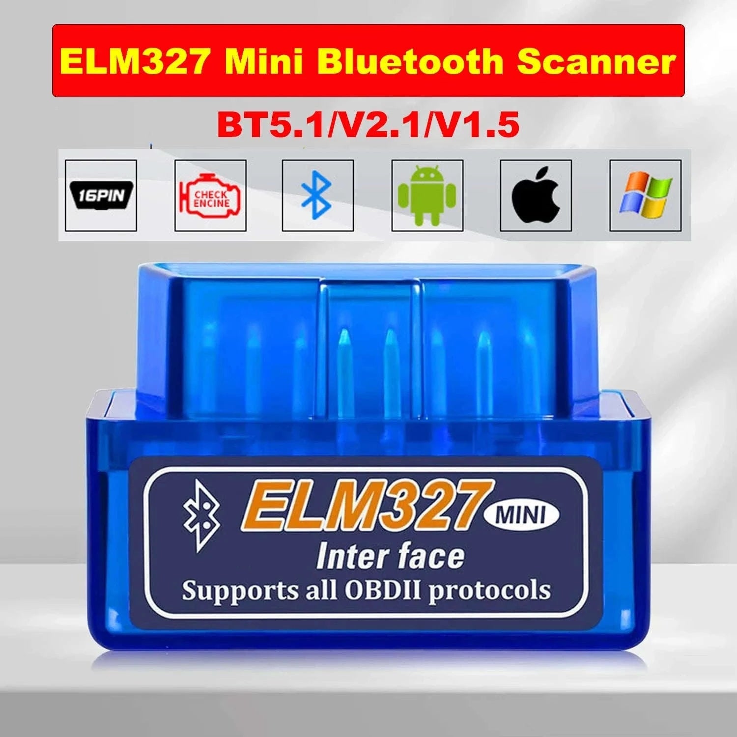 Mini ELM327 Bluetooth OBD2 Scanner-Blue