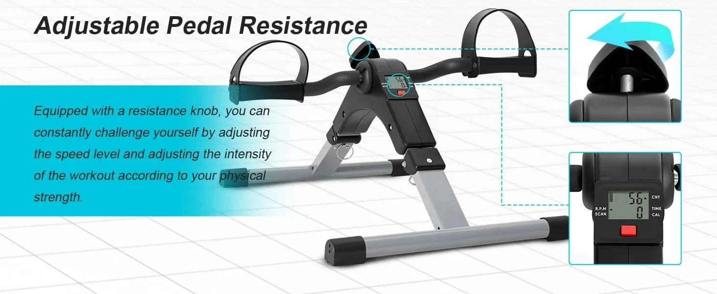 Mini Exercise Bike with LCD Screen for Arm & Leg Training-Black and silver / GERMANY