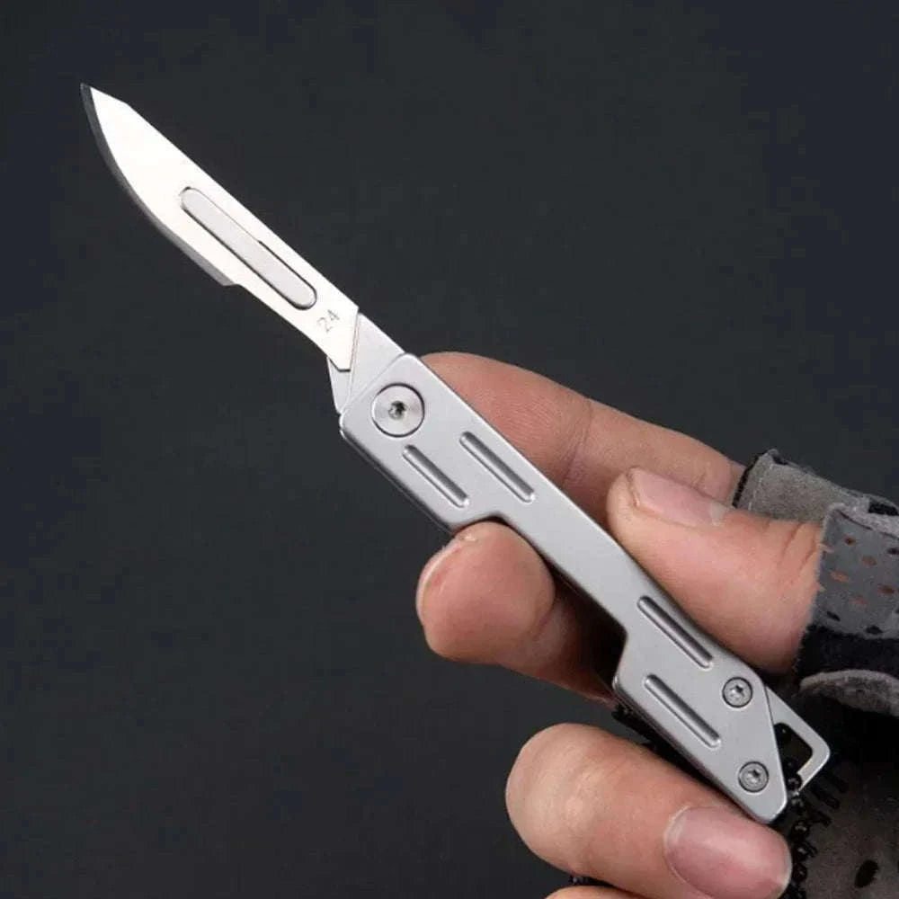 Mini Folding Scalpel EDC Knife with Replaceable Blades-Dark Grey